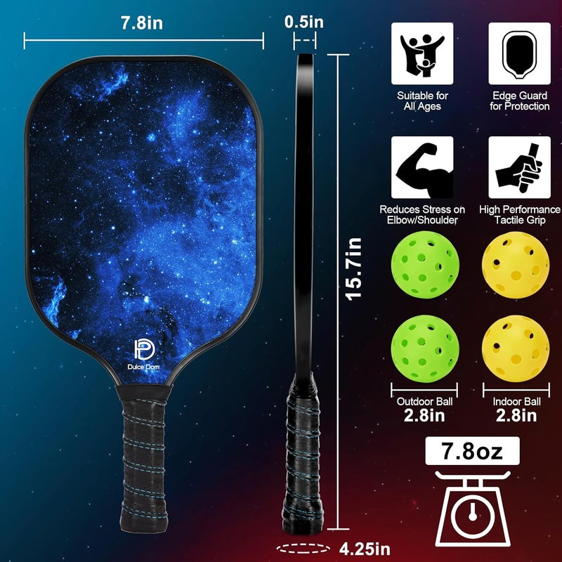 DULCE DOM Pickleball Paddles Set of 2/4 - USAPA Approved, 4 Indoor Outdoor Pickleball Balls, Fiberglass Surface Paddle Racket with Cover Bag, Ideal Training Equipment Gift for Men & Women - Image 5
